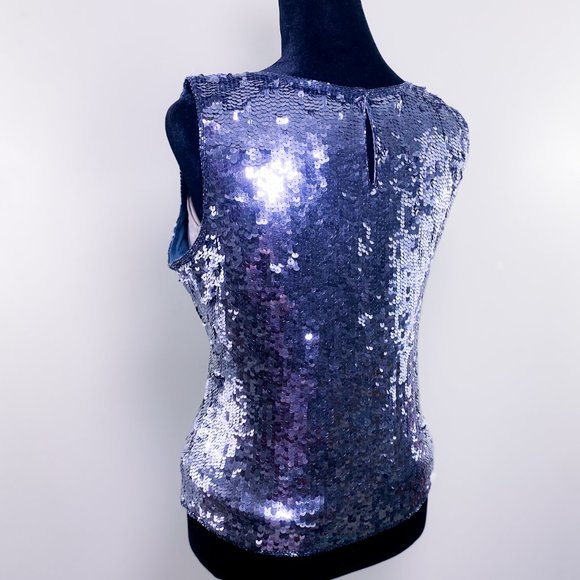 Jennifer Moore | Semi-Formal Women's Silk Beaded Sleeveless Sequin Shirt || Tank - Picture 12 of 15